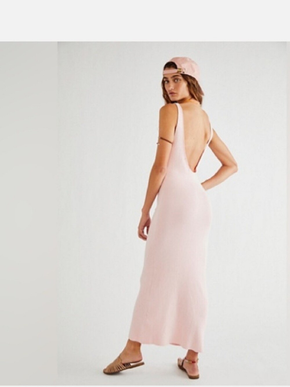 Free People Beach Pink Daniela Sweater Ribbed Knit Midi Dress-size Medium - Picture 3 of 10